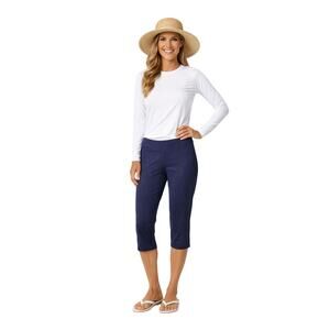 COOLIBAR Women’s UPF 50+ Monterey Summer Capri Leggings Navy Blue Size Small